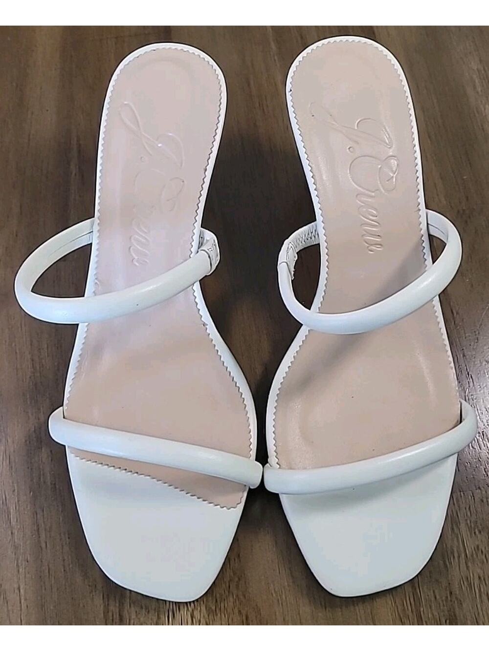 J.Crew White Leather Double Strap Wedge Sandals 10 Open Toe